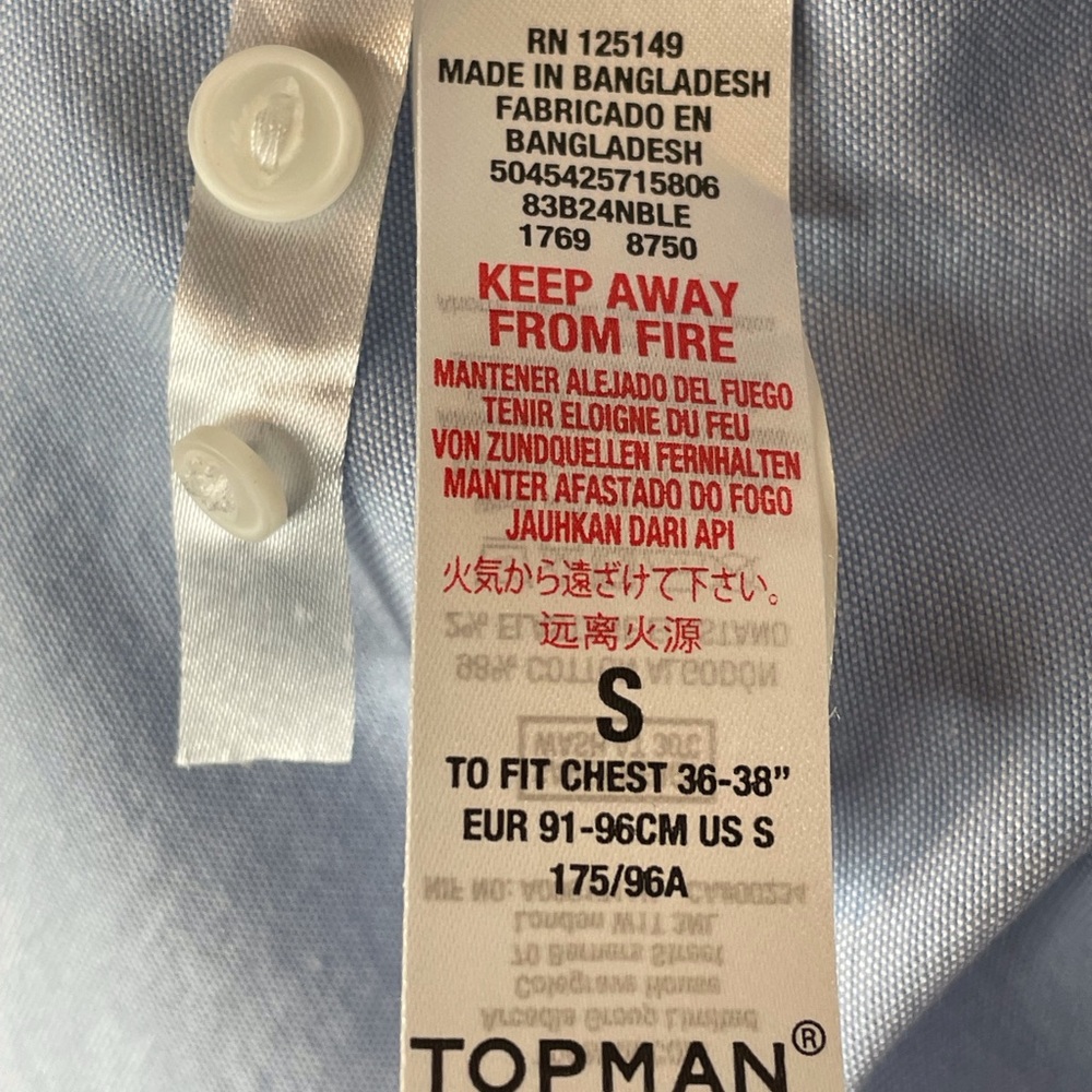 Topman Men’s Button Down Oxford Shirt Size S - Picture 4 of 4